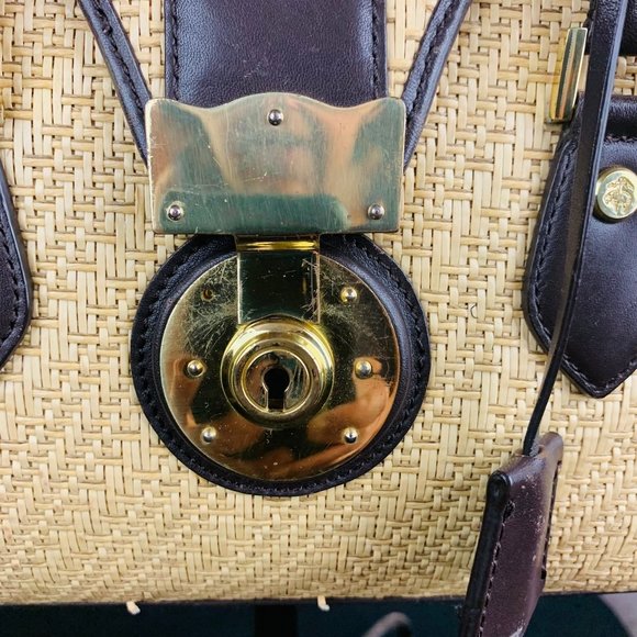 Y2K Brooks Brother Brown Straw Shoulder Bag - Picture 3 of 9